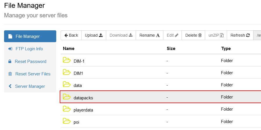 Open Datapacks Folder