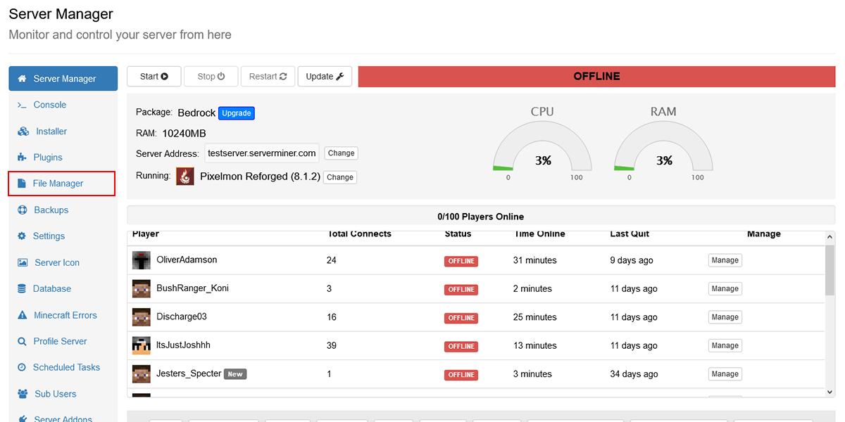 On Your Server Manager Click Into The File Manager