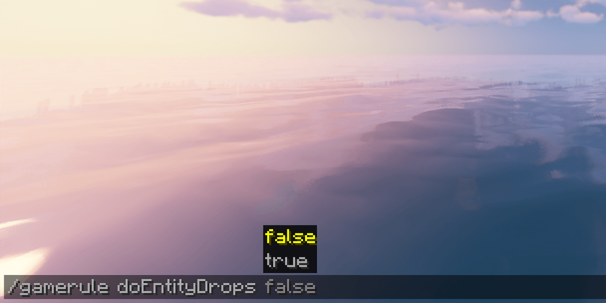 Entering the doEntityDrops gamerule command on a Minecraft server