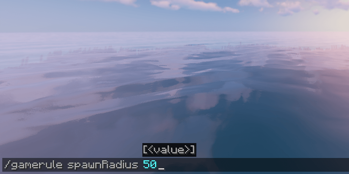 Entering the spawnRadius gamerule command on a Minecraft server